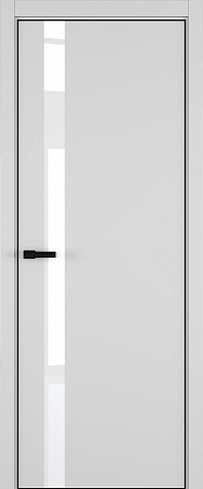 H2 ДО ART Lite Lacobel White Pure 800*2000 Светло-серая эмаль (43) ALU Черная