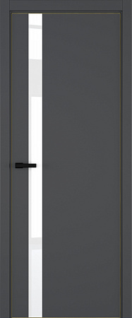 H2 ДО ART Lite Lacobel White Pure 800*2000 Темно-серая эмаль ALU Золотая под 2 петли зпз 196