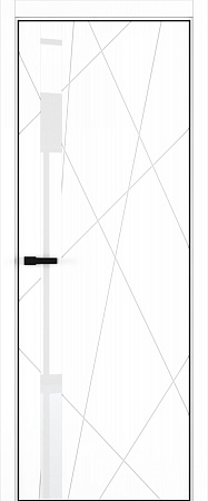 Chaos ДО ART Lite Lacobel White Pure 800*2000 Белая эмаль (43) ALU Черная