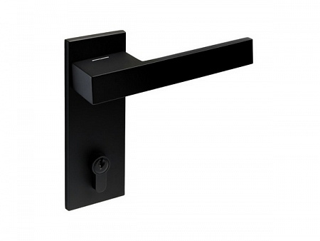 Ручка 360PL (на планке) Lock Чм Profildoors черный матовый, c цилиндр. мех (360PL65Y85-ZRA9005O)