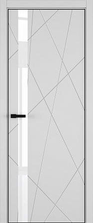 Chaos ДО ART Lite Lacobel White Pure 800*2000 Светло-серая эмаль (43) ALU Черная