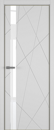 Chaos ДО ART Lite Lacobel White Pure 800*2000 Светло-серая эмаль (43) ALU Золотая