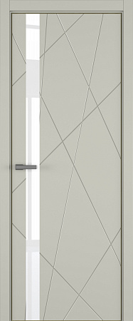 Chaos ДО ART Lite Lacobel White Pure 800*2000 Серый шелк эмаль (43) ALU Золотая