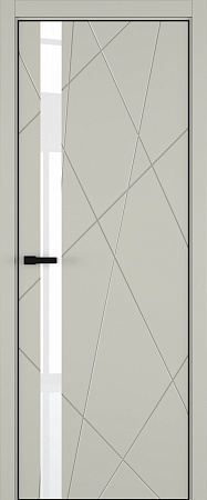 Chaos ДО ART Lite Lacobel White Pure 800*2000 Серый шелк эмаль (43) ALU Черная