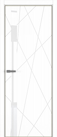 Chaos ДО ART Lite Lacobel White Pure 800*2000 Белая эмаль (43) ALU Золотая
