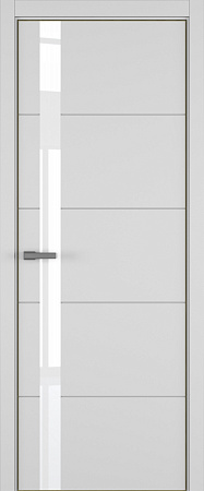 Groove ДО ART Lite Lacobel White Pure 800*2000 Светло-серая эмаль (43) ALU Золотая